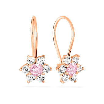 Детские золотые серьги Цветочки с фианитами (арт. 110142р)