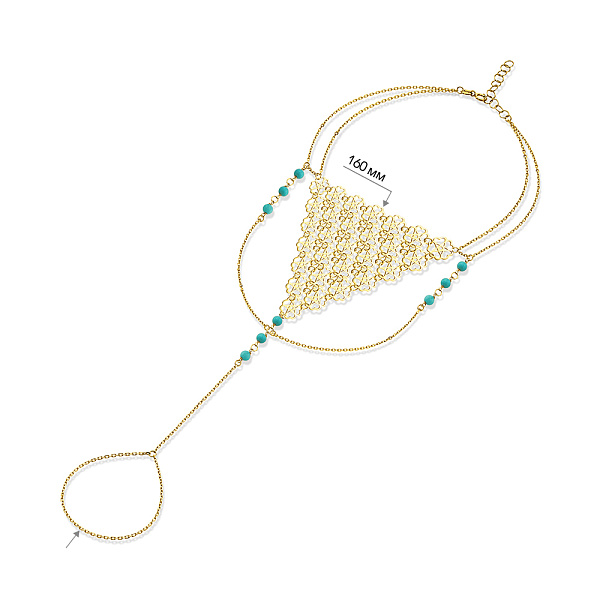 Золотой слейв-браслет на ногу Francelli с бирюзой (арт. 3261038жБн) – изображение 3