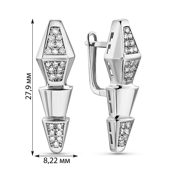 Серьги из белого золота с фианитами (арт. 1091460б) – изображение 4
