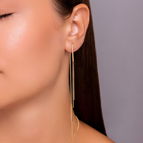 Довгі сережки з жовтого золота (арт. 1092062ж) – зображення 2