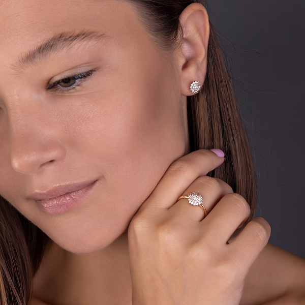 Золота каблучка з діамантами (арт. 1191504201) – зображення 2