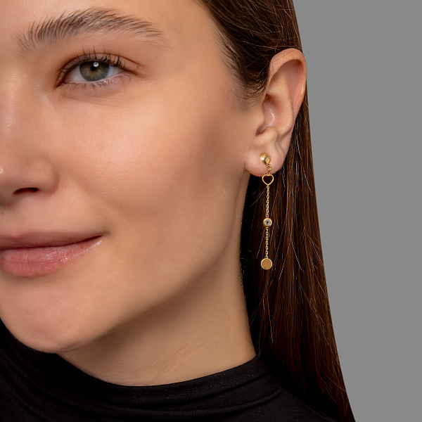 Серьги из желтого золота с фианитами (арт. 1091289ж) – изображение 3