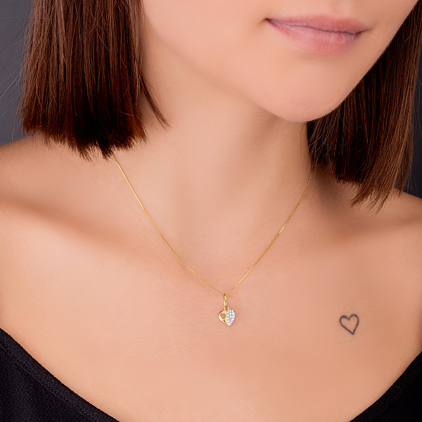 Подвес Сердце из желтого золота с фианитами (арт. 423080ж) – изображение 3