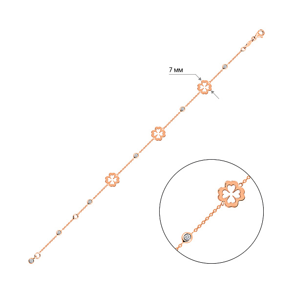 Браслет из красного золота с фианитами (арт. 3261146) – изображение 4