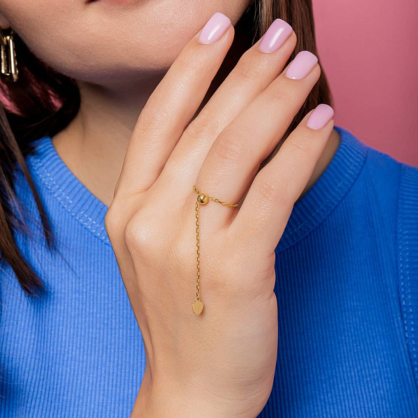 Кольцо Fly из желтого золота с цепочкой (арт. 155779ж) – изображение 4