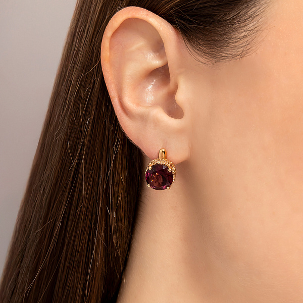 Золоті сережки з кварцом (арт. 110474ПрГ) – зображення 2