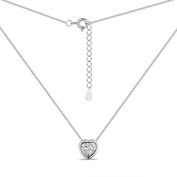 Серебряное колье сердце с белым фианитом (арт. 7507/648/2) – изображение 2