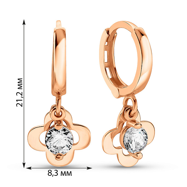 Золотые серьги Цветочки с фианитами (арт. 109178) – изображение 5