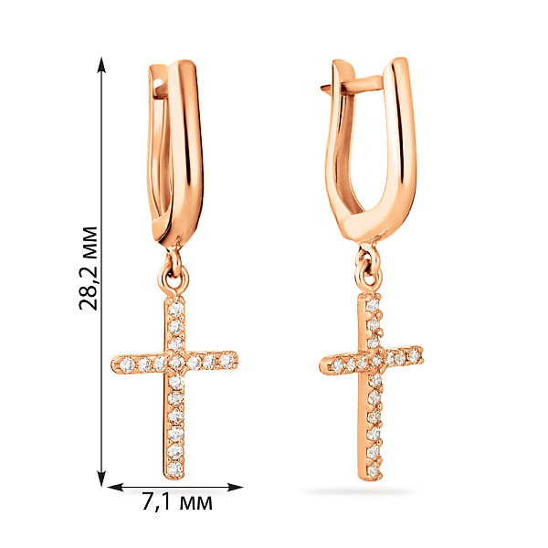 Золотые серьги подвески с фианитами (арт. 104587) – изображение 4