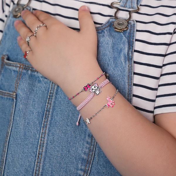 Браслет на нити с серебряной вставкой Песик (арт. 7309/А130/1ребрбрю) – изображение 3