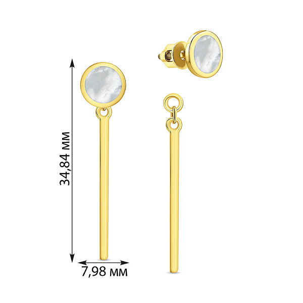 Серьги-трансформеры Лýна из золота с эмалью (арт. 110616жеп) – изображение 3