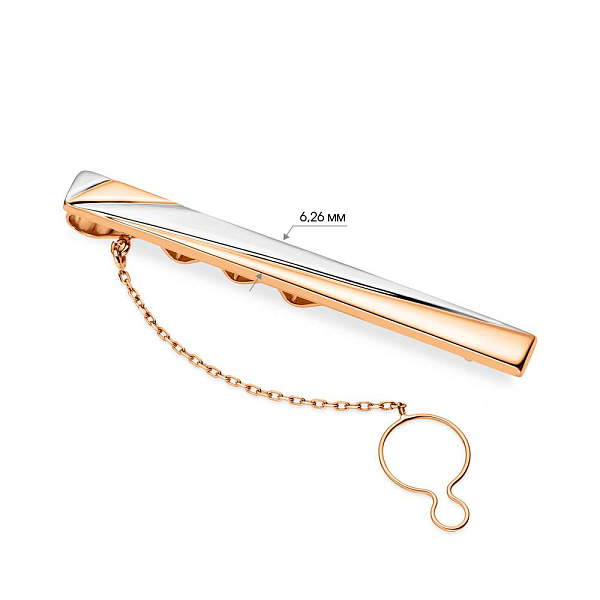 Зажим для галстука золотой с родированием (арт. 200041р) – изображение 2