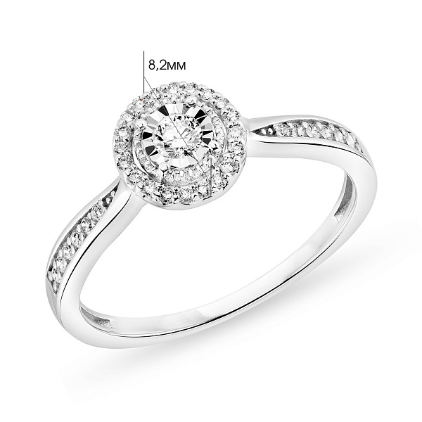 Каблучка з білого золота з діамантами (арт. К011244020б) – зображення 2