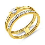 Фото Подвійна каблучка з золота з фіанітами (арт. 140775ж)