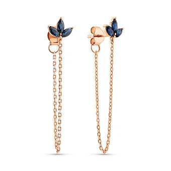 Сережки з червого золота з сапфірами (арт. 1101093Пс)