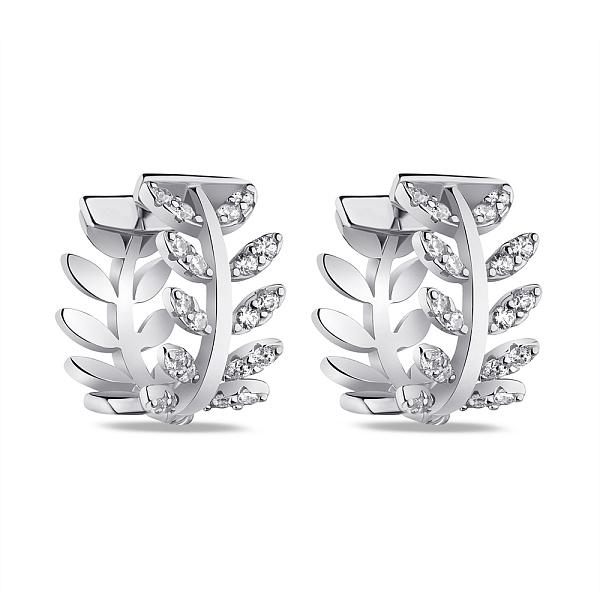 Серьги-кольца из серебра с фианитами (арт. 7502/9141/15) – изображение 1