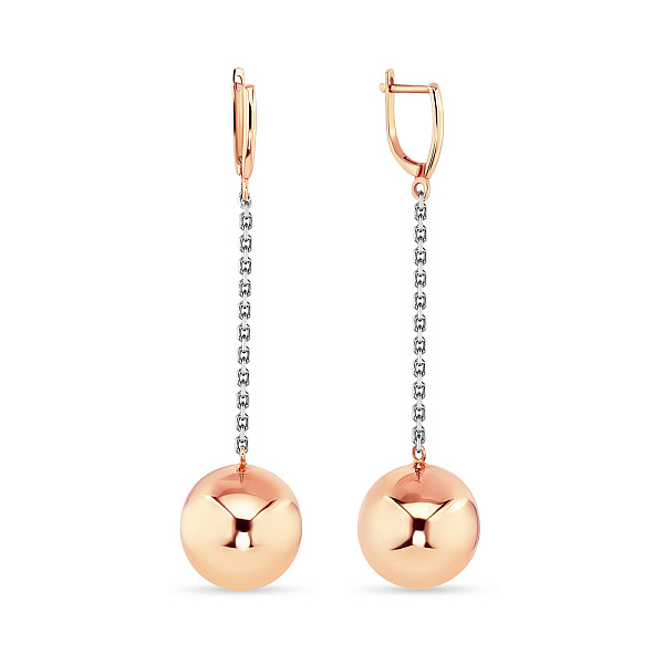 Сережки «Кульки» з комбінованого золота (арт. 101039кб) – зображення 1