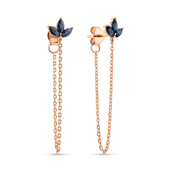 Сережки з червого золота з сапфірами (арт. 1101093Пс) – зображення 1