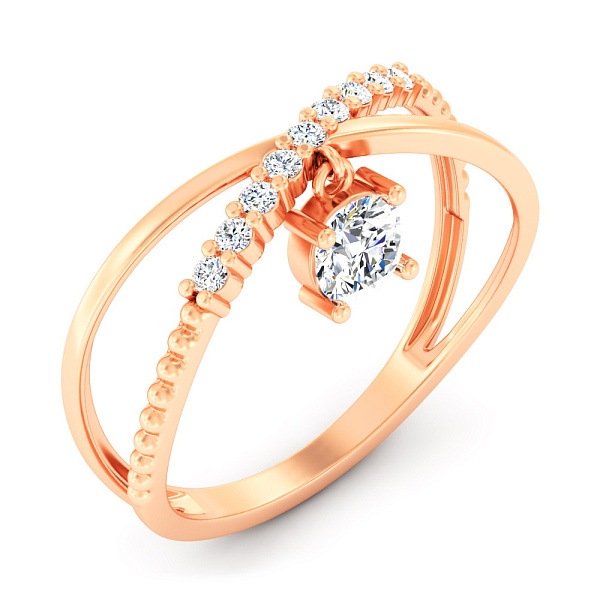 Каблучка з червоного золота з фіанітами (арт. 1401097) – зображення 1
