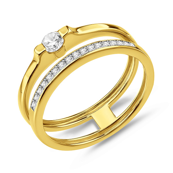 Подвійна каблучка з золота з фіанітами (арт. 140775ж) – зображення 1