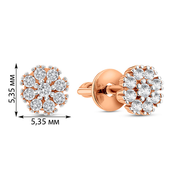 Золотые серьги пусеты с фианитами (арт. 114200) – изображение 4