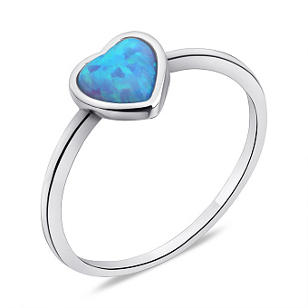 Серебряное колько Сердце с опалом (арт. 7501/КК2ОПГ/1185-17)