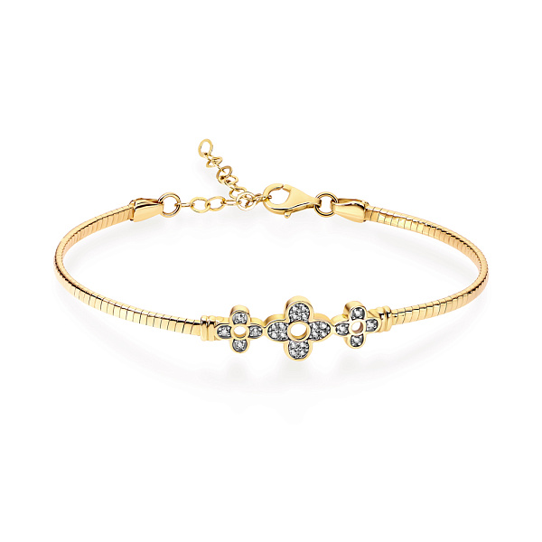 Браслет золотой «Цветы» с белыми фианитами (арт. 323130ж) – изображение 1