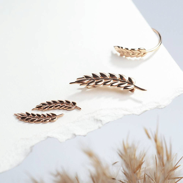 Золота брошка "Колосок" (арт. 361166) – зображення 3