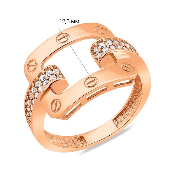 Каблучка з червоного золота з фіанітами (арт. 156576) – зображення 4