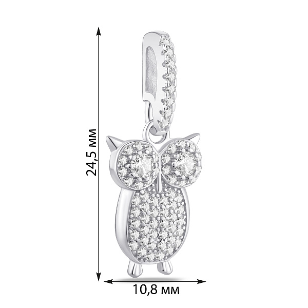 Серебряный кулон сова с фианитами (арт. 7503/4755) – изображение 2