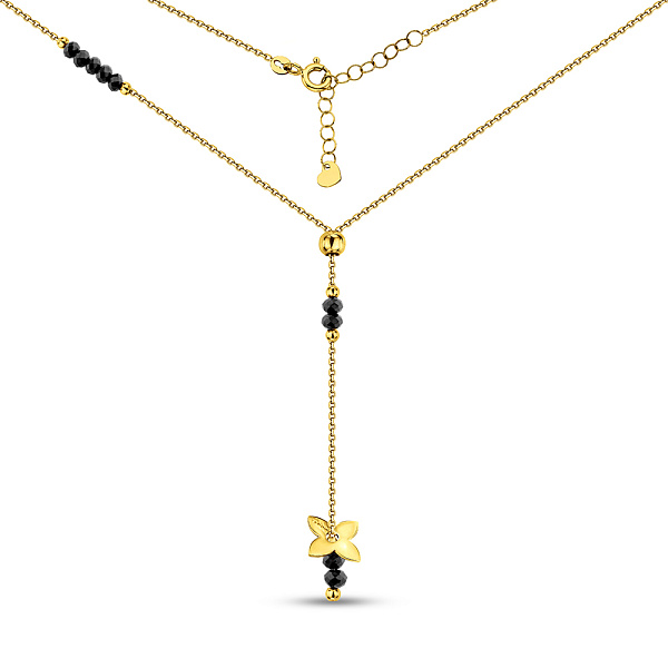 Кольє-краватка з жовтого золота з оніксом (арт. 352577жо) – зображення 2