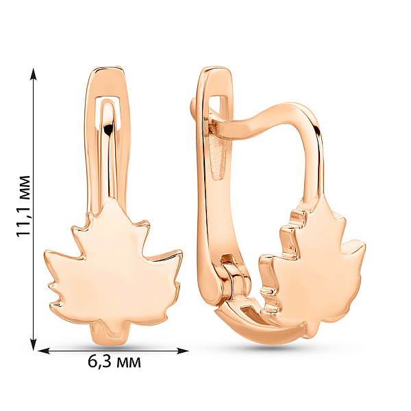 Золотые серьги Листики  (арт. 1091233) – изображение 4