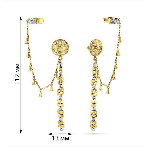 Золоті сережки Francelli з кафою і діамантами  (арт. Т1101162070ж) – зображення 5