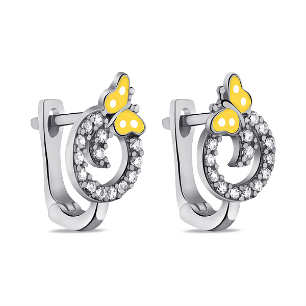 Серебряные детские серьги Бабочка с эмалью (арт. 7502/1227ежб) – изображение 1