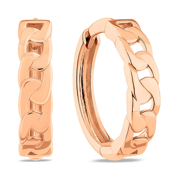 Серьги-кольца из красного золота Звенья без камней (арт. 110703) – изображение 1