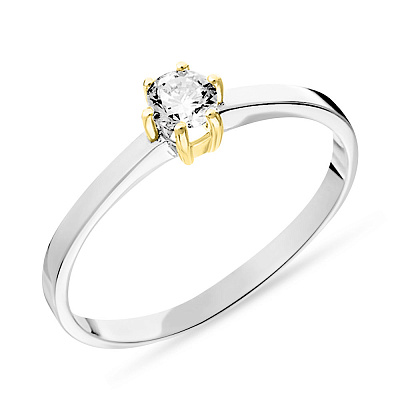 Золотое помолвочное кольцо с фианитом (арт. 140627бж)