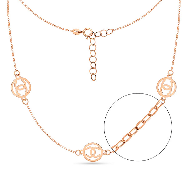 Золотое колье в красном цвете металла без камней (арт. 352174) – изображение 1