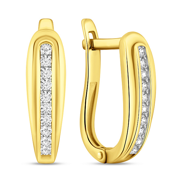 Серьги из желтого золота с дорожкой из фианитов (арт. 110535ж) – изображение 1