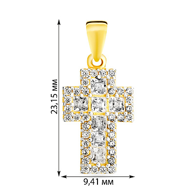 Золотий хрестик з білими фіанітами (арт. 440428ж)