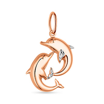 Фото Золотой подвес Дельфины без камней (арт. 424500р)