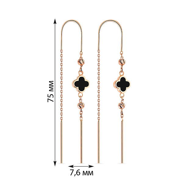 Золотые серьги-протяжки с черной эмалью (арт. 108102еч) – изображение 2