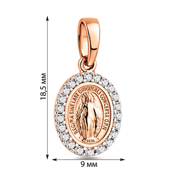 Золотая ладанка Дева Мария с фианитами (арт. 440911) – изображение 3