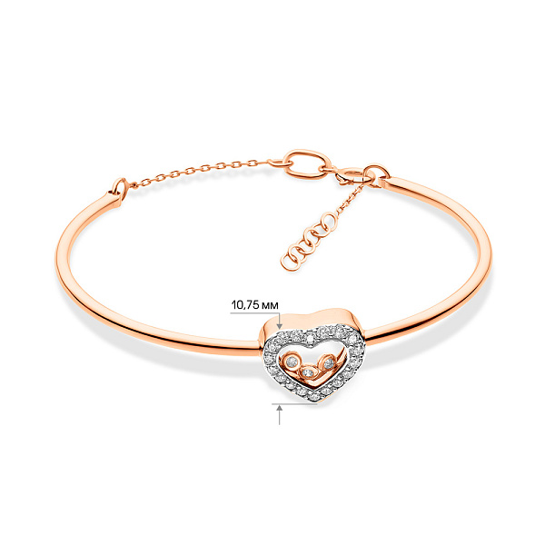 Браслет «Серце» з червоного золота з фіанітами (арт. 323725) – зображення 2