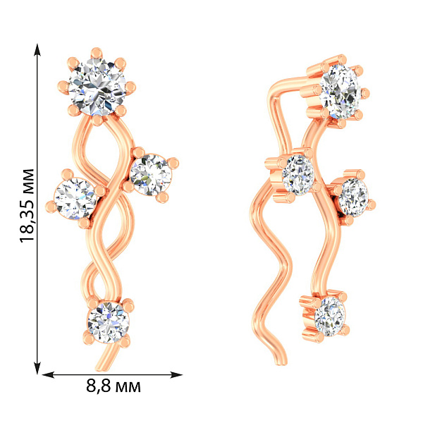 Золоті сережки клаймбери з фіанітами (арт. 110197) – зображення 3