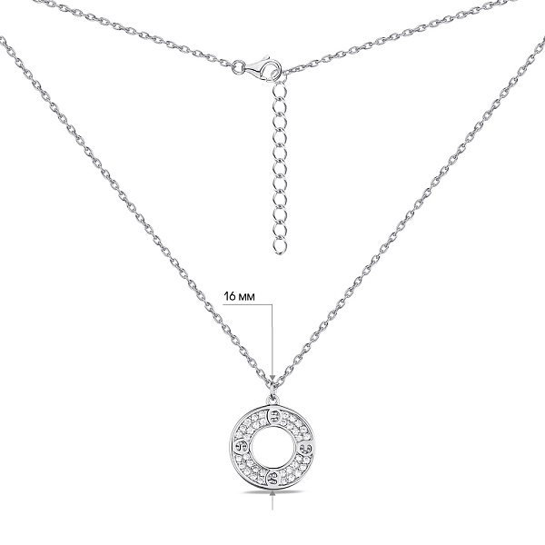 Кольє срібне з підвіскою і з фіанітами (арт. 7507/1629) – зображення 3