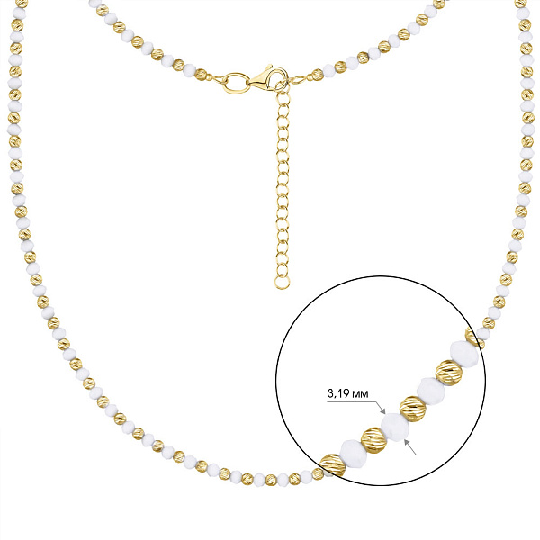 Срібне кольє з оніксом і жовтим родіюванням (арт. 7507/928жоб) – зображення 2