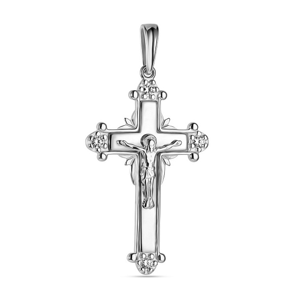 Золотой нательный крестик с распятием и фианитами (арт. 501359бб) – изображение 1