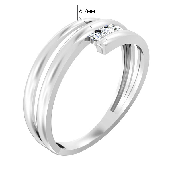 Каблучка з білого золота з трьома діамантами (арт. К011398010б) – зображення 4