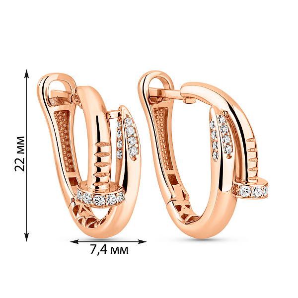 Золоті сережки Цвях з фіанітами (арт. 1092174) – зображення 2