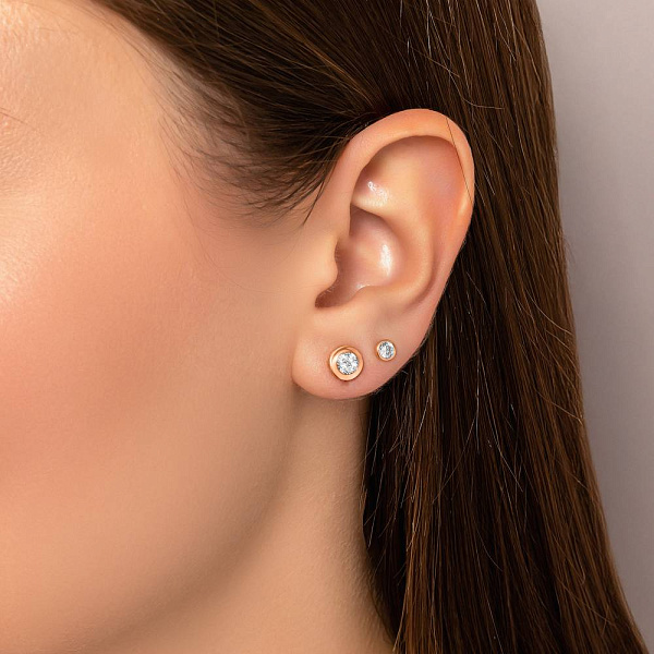 Золотая одиночная серьга с фианитом (арт. 2602344101Я) – изображение 2